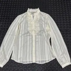 COMME CA ISM フリル付きシースルー長袖シャツ サイズM 古着