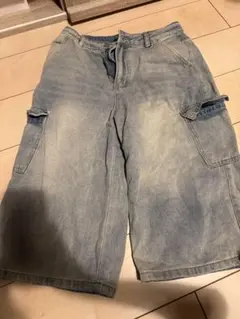 七分丈デニムカーゴパンツ Sサイズ ライトブルー クロップド