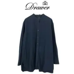 ドゥロワー Drawer ブラウス ロングシャツ スタンドカラー ネイビー 紺のサムネイル