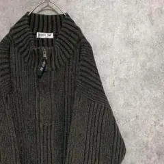 90S vintage ハーフジップ　ニット　メンズ　M 古着　アクリル　個性派