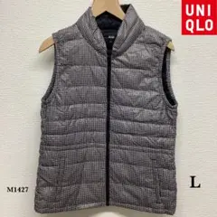 UNIQLO『ユニクロ』ウルトラライト ダウン ベスト【L】グレー チェック