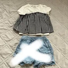 70-80 ギンガムチェックフリル付きトップス