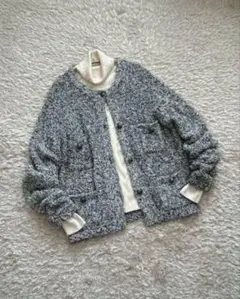 【Whim Gazette】 ニットツイードジャケット カーディガン