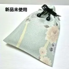 花柄ミントグリーン巾着袋　和柄　ポーチ