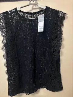 GU レースデザインT ノースリーブ ブラック 新品