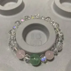 グリーンフローライト・ローズクォーツ・爆裂水晶 天然石ブレスレット 16cm