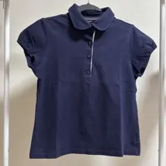 着画あり Eddie Bauer 丸襟 パフスリーブ ポロシャツ ネイビーのサムネイル