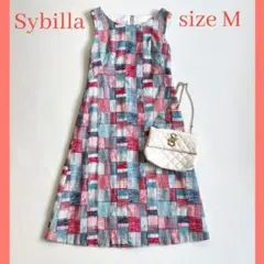 ◆極美品◆シビラ◆日本製◆ノースリーブ刺繍ワンピース◆マルチカラー◆M◆春夏のサムネイル