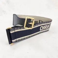 《超美品》Christian Dior ディオール ベルト ゴールド金具 紺系のサムネイル