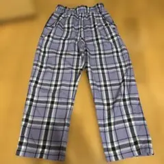 紫色のチェック柄ロングパンツ140cmのサムネイル