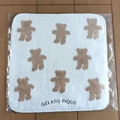 新品　ジェラートピケ　ジャガードベアハンドタオル　タオルハンカチ　くまのサムネイル