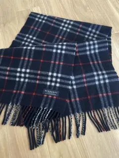 美品✨ Burberry ノバチェック　100%カシミア　マフラー ネイビー