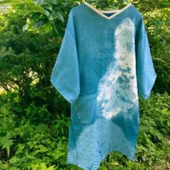正藍染ちきゅうころも　オーガニックコットンワンピース(山　入道雲)