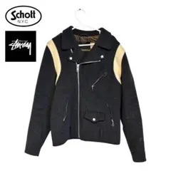 極美品　ステューシー×ショット　コラボ　ウールジャケット　38メンズ　Mサイズ