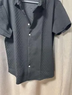 黒 ダイヤモンドパターン 半袖シャツ