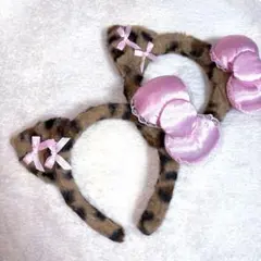 ハローキティ　ヒョウ柄　リボン　ピンク　カチューシャ　コスプレ　アクセサリー