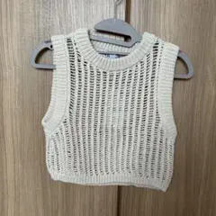 ZARA メッシュ編み クロップドニットベスト