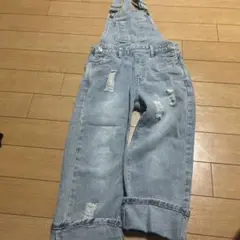 SHEIN ダメージデニムオーバーオール 9Y