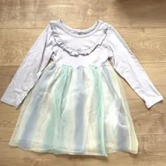 110サイズ ラベンダー フリル レースワンピース キッズ　女の子