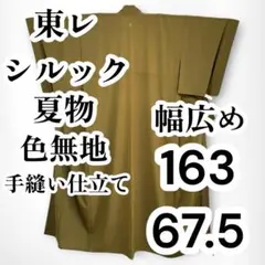 【良品✨】東レシルック　洗える着物　夏着物　色無地　絽縮緬　紋付　茶系　D3のサムネイル