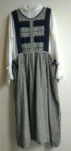サマンサモスモス　エプロンワンピース　ジャンパースカート　レース　チェック