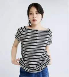 JEANASIS マルチボーダーヘンリーSS TEE 670824 タグ付きのサムネイル