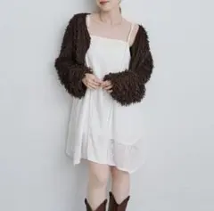 【Kastane】パッチワークコットンホワイトキャミワンピース