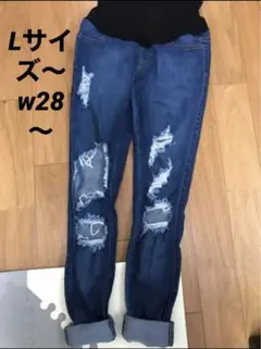 マタニティダメージジーンズ サイズ9 ストレッチデニムL～スキニー大きいサイズ