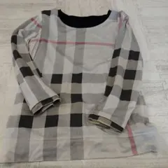 バーバリー120Ａ　リバーシブル長袖カットソー　黒×チェック