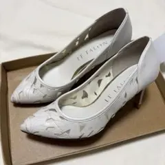 LETALON ルタロン リーフカットワークパンプス 22cm 7cmヒール