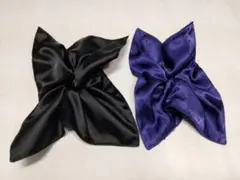 【ハロウィン仕様】　スクエア型シュシュ2点セット！ 黒・紫サテン　ハンドメイド