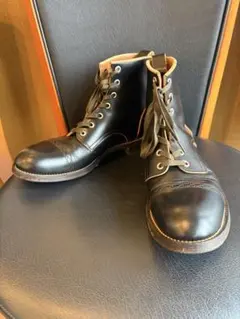メイカーズ肉厚/牛革レザー CHAIN RACE UP BOOTS ブラックのサムネイル