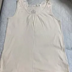 ikka アイボリー レースタンクトップ L