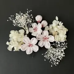 ドール用髪飾り ピンク＆下がり花びら髪飾り リカちゃん 着物 浴衣