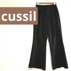 ☆クシル ダークブラウンTRストレッチルーズシルエットハイウエストフレアパンツ