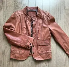 キャメル　レザーショートジャケット
