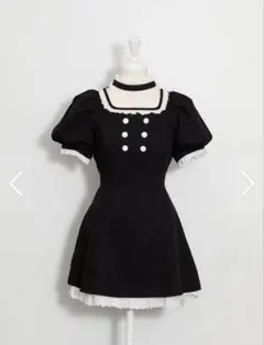pium ピウム エプロン付きコットンフリルカフェワンピース