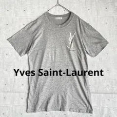 【Tシャツ】　イヴ・サンローラン　ロゴ　グレー　M 半袖のサムネイル