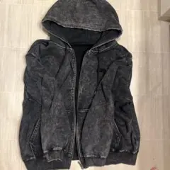 ダブルジップパーカー ブラック ヴィンテージ加工