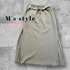 M's style Aラインスカート プリーツ ベージュ S