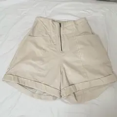 ハイウエスト レザーショートパンツ