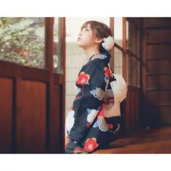 Dita 浴衣 花柄ホワイトレッドブラック