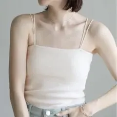 リブ編みキャミソール クリーム色 フリーサイズ