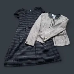 any sisブラックストライプワンピーススーツセレモニー卒業入学ママスーツ