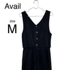 サロペット ワイドパンツ 　ブラック　Мサイズ