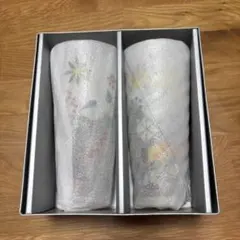 花柄ガラスコップ(フラワーベース)2個セット