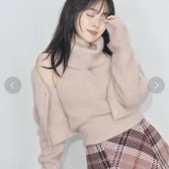 SNIDELフォックスアルパカショートカーディガン&ノースリタートルプルオーバー