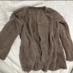 もこもこロング？カーディガン　スナップボタン　ベージュ　ココア色