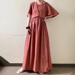 洗える✨KBF セパレートデザインワンピース アンサンブル ブラウンオレンジ