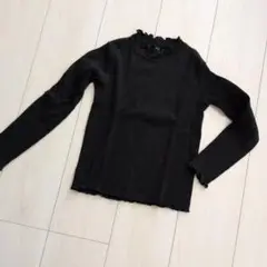 黒 フリルネック 長袖カットソー 130